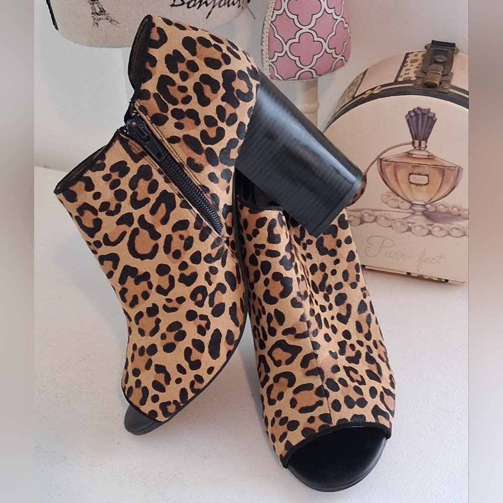 Moda Spana Animal Print Open Toed Heeled Bootie Sz 9M Pre-Owned